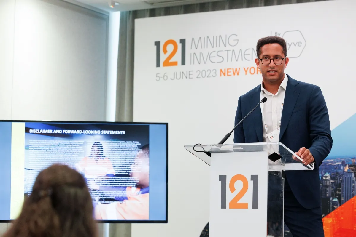 Mining company presenting its project to investors at 121 New York